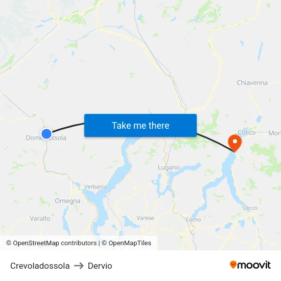 Crevoladossola to Dervio map