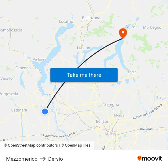 Mezzomerico to Dervio map