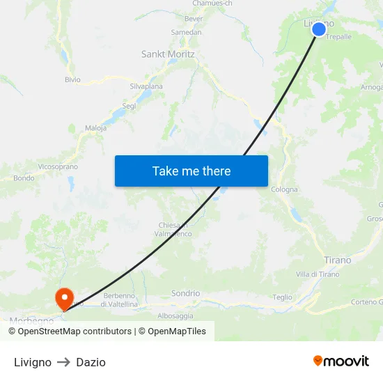 Livigno to Customs map