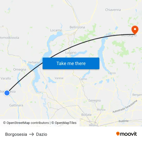 Borgosesia to Customs map