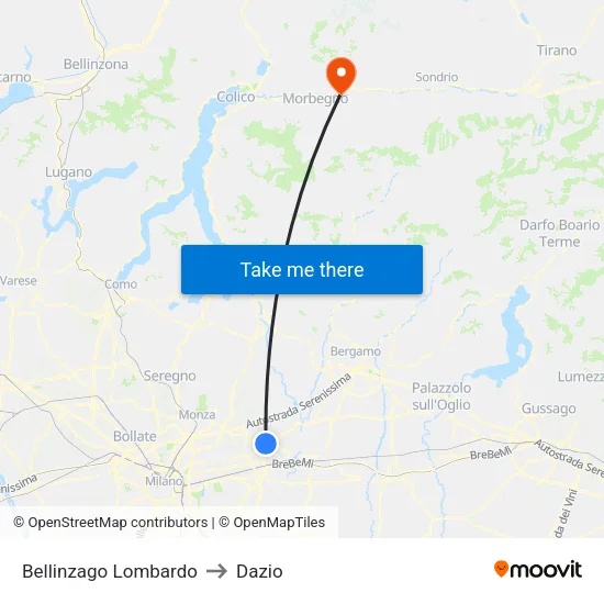 Bellinzago Lombardo to Customs map