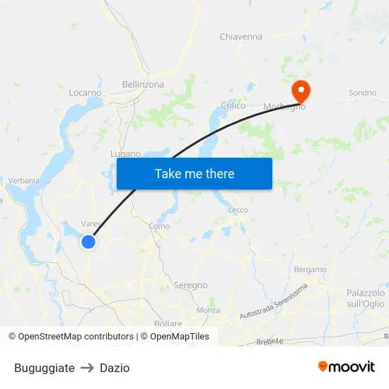 Buguggiate to Customs map