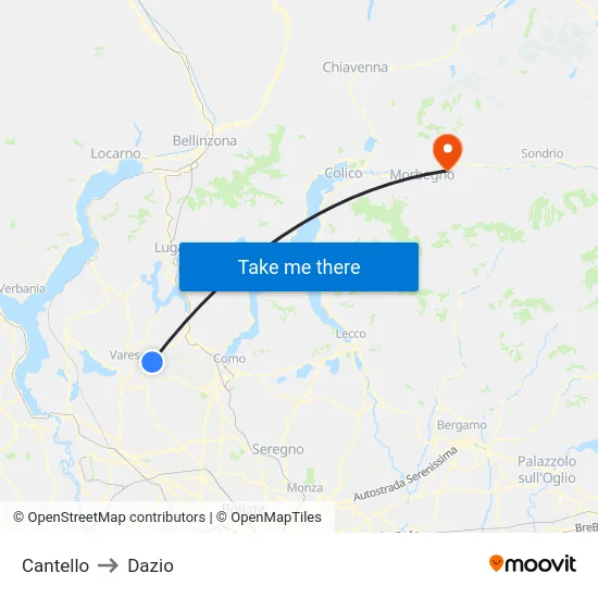 Cantello to Customs map