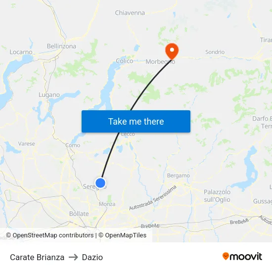 Carate Brianza to Customs map