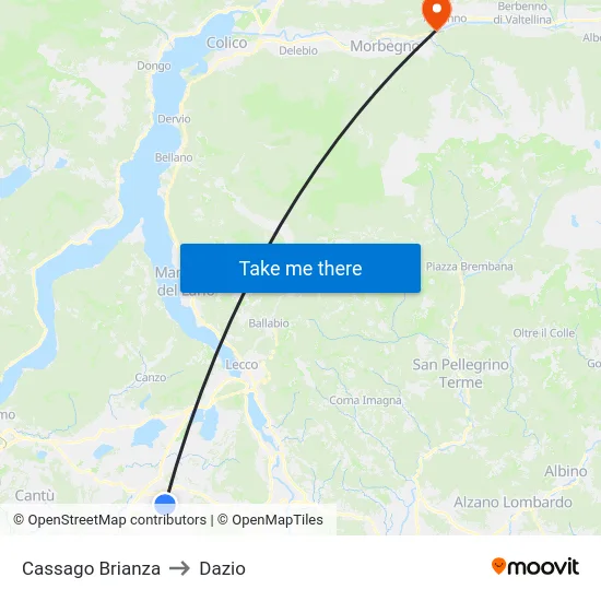 Cassago Brianza to Customs map