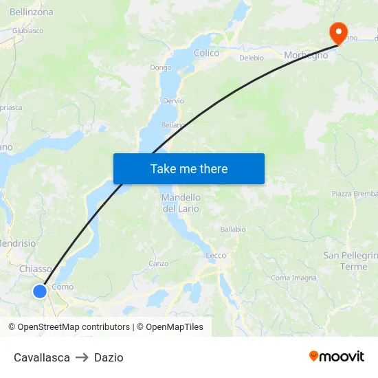 Cavallasca to Dazio map