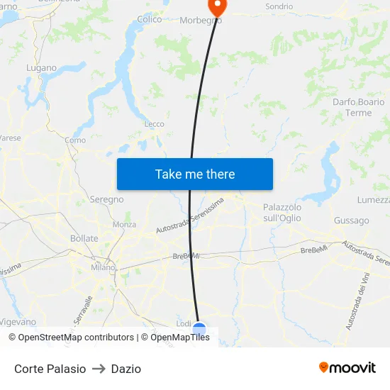 Corte Palasio to Customs map