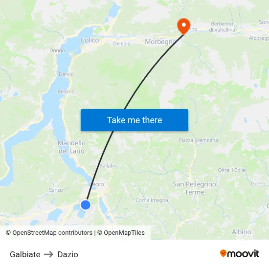 Galbiate to Customs map