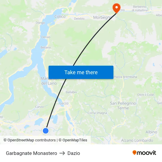 Garbagnate Monastero to Customs map