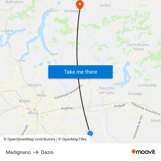 Madignano to Customs map