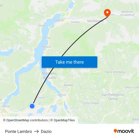Ponte Lambro to Customs map
