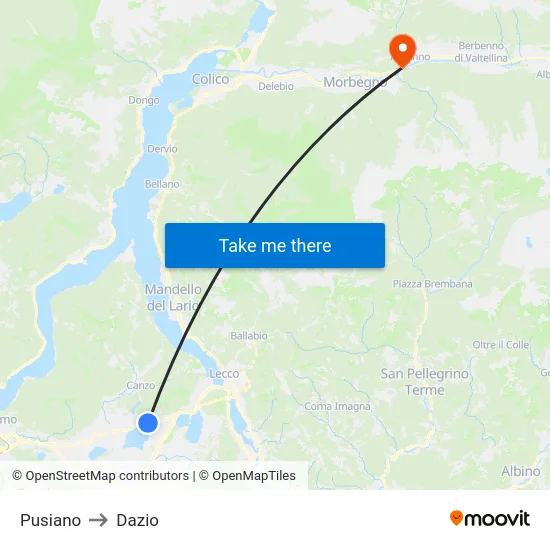 Pusiano to Customs map