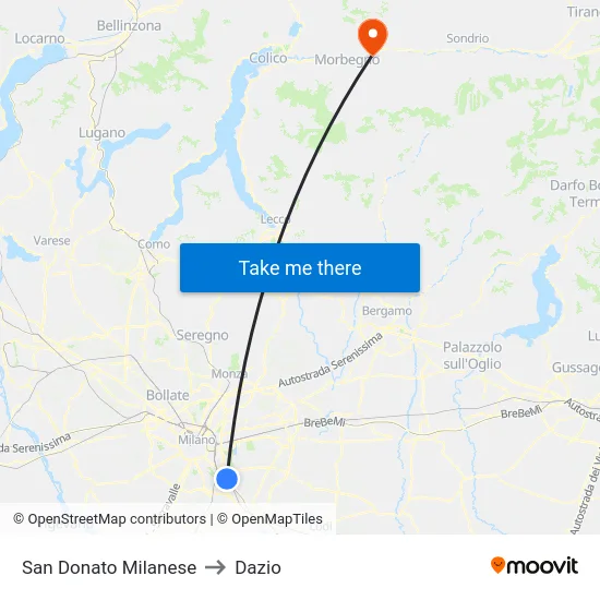 San Donato Milanese to Dazio map