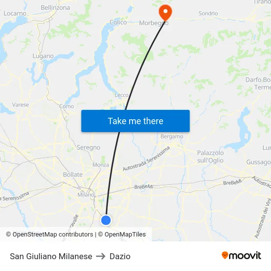 San Giuliano Milanese to Dazio map