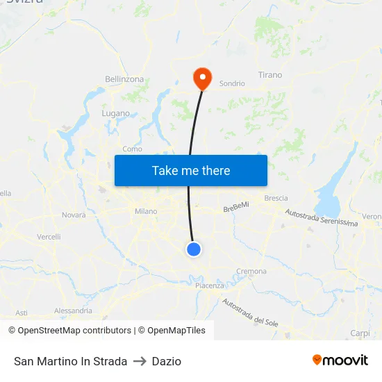 San Martino In Strada to Dazio map