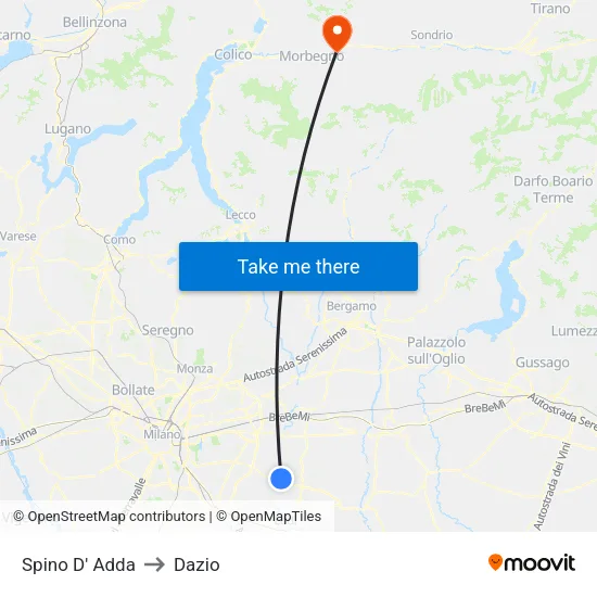 Spino D' Adda to Customs map