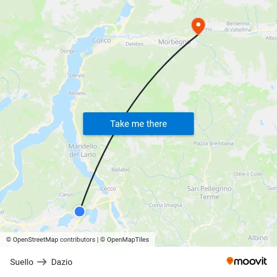 Suello to Customs map