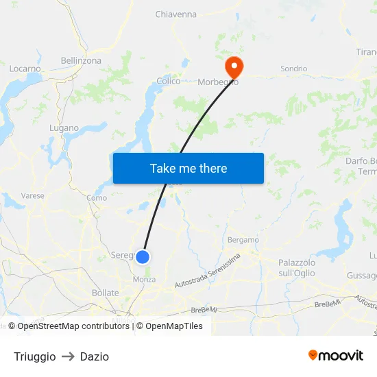 Triuggio to Customs map