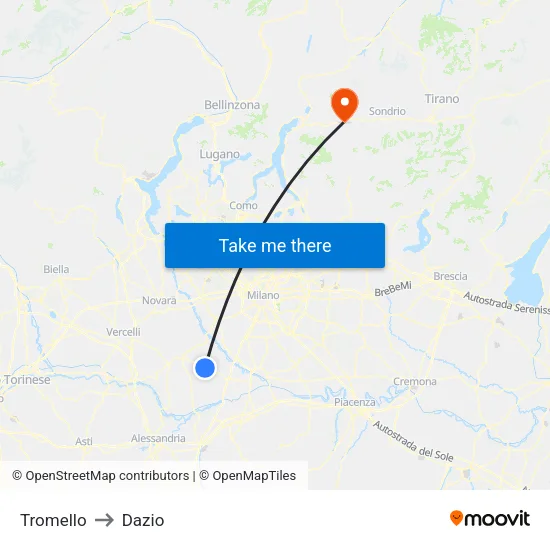 Tromello to Customs map