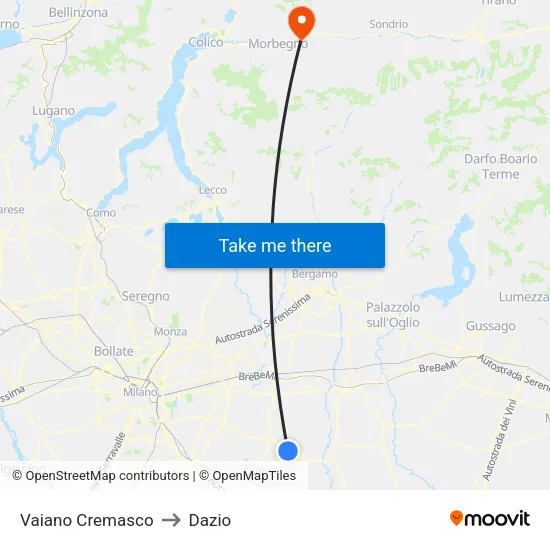 Vaiano Cremasco to Customs map