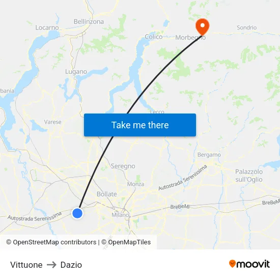 Vittuone to Customs map