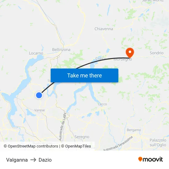 Valganna to Customs map
