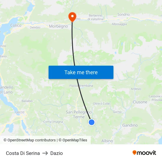 Costa di Serina to Customs map