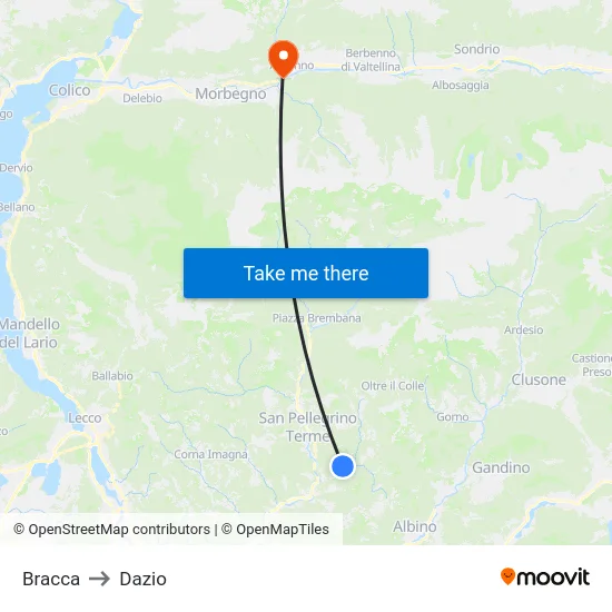 Bracca to Customs map