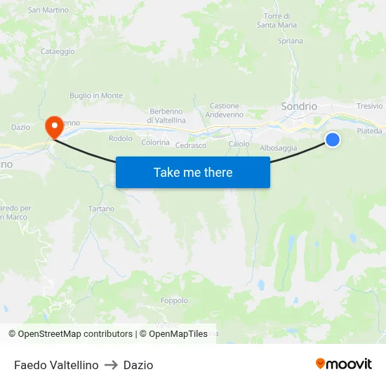Faedo Valtellino to Customs map