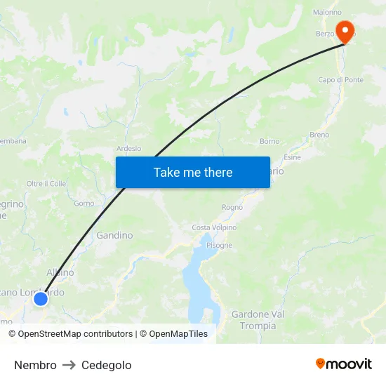 Nembro to Cedegolo map
