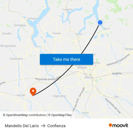 Mandello Del Lario to Confienza map