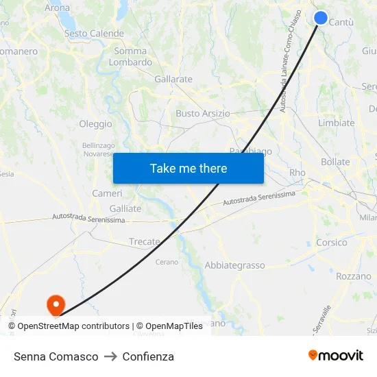 Senna Comasco to Confienza map
