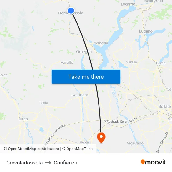 Crevoladossola to Confienza map