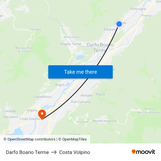 Darfo Boario Terme to Costa Volpino map