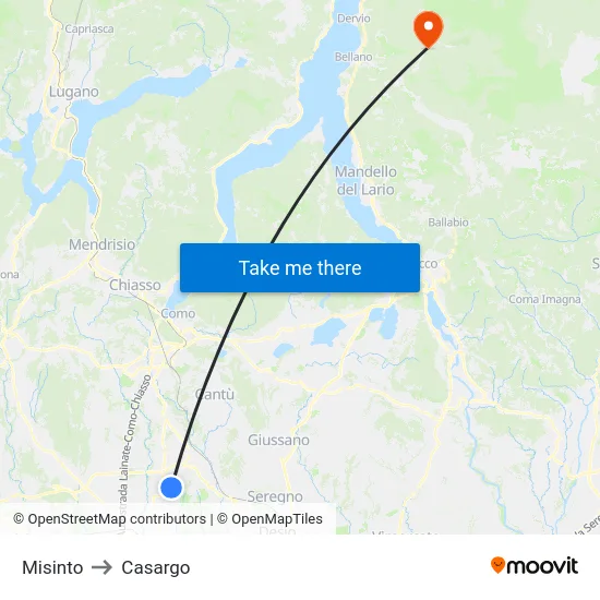 Misinto to Casargo map