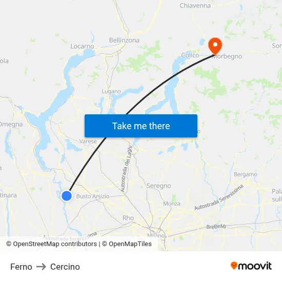 Ferno to Cercino map