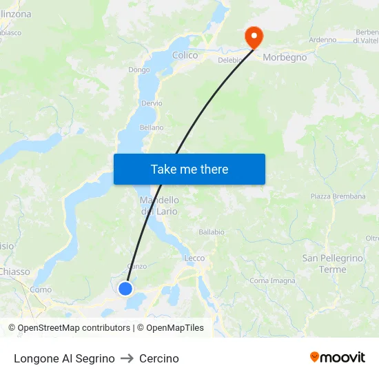 Longone Al Segrino to Cercino map