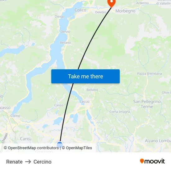 Renate to Cercino map