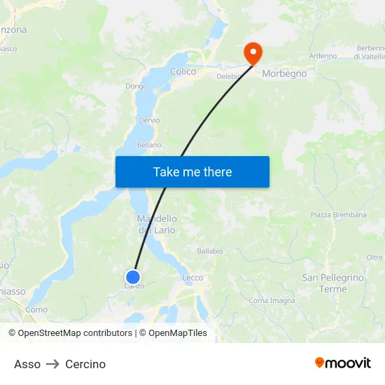 Asso to Cercino map