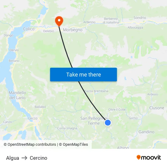 Algua to Cercino map