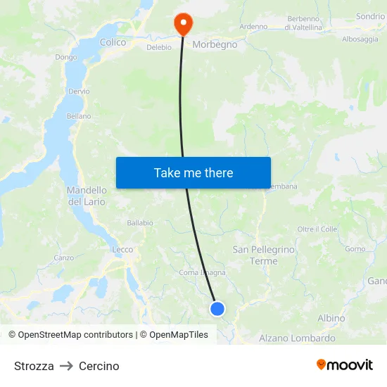 Strozza to Cercino map