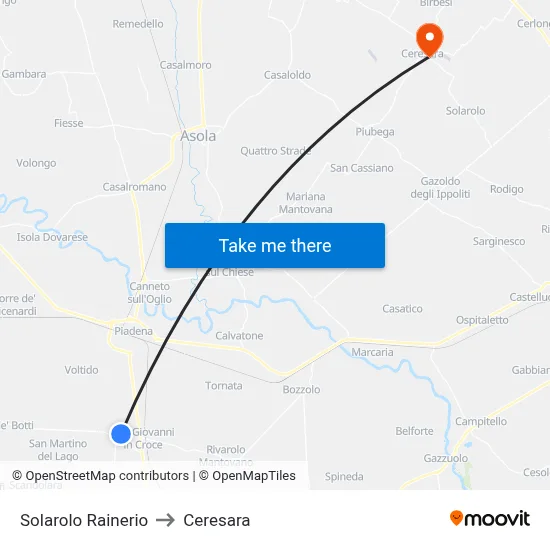 Solarolo Rainerio to Ceresara map