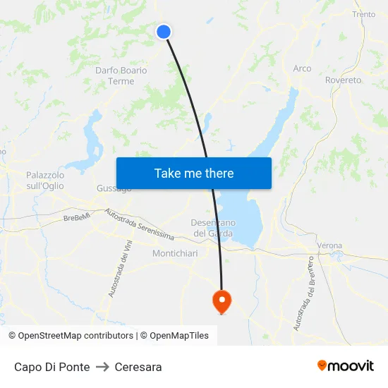 Capo Di Ponte to Ceresara map