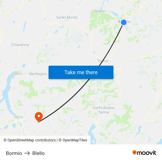 Bormio to Blello map