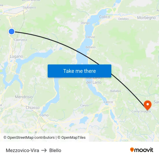 Mezzovico-Vira to Blello map