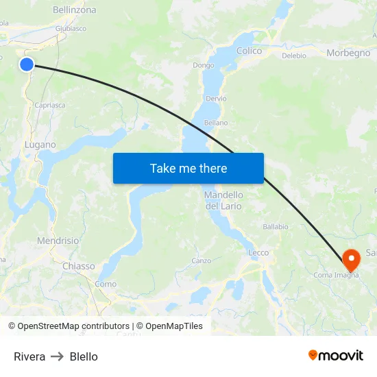 Rivera to Blello map