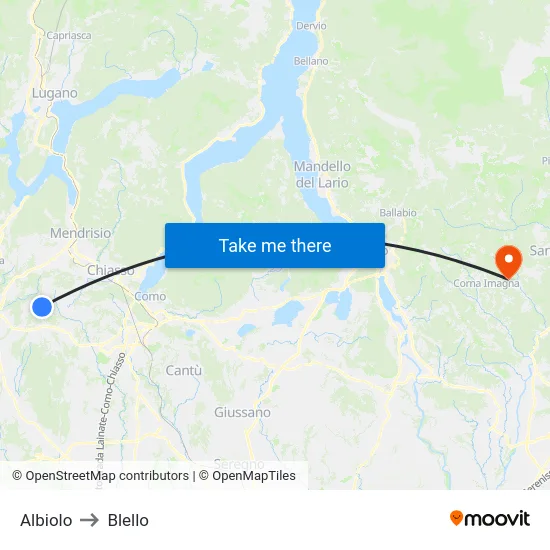 Albiolo to Blello map