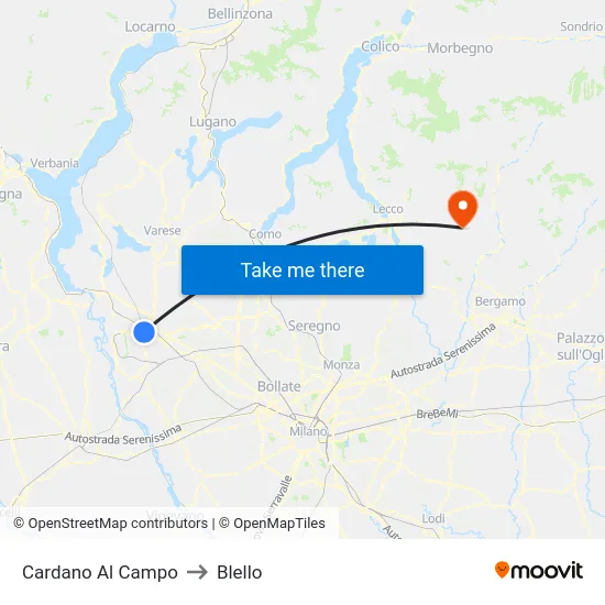 Cardano Al Campo to Blello map
