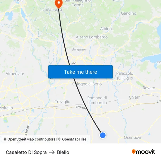 Casaletto di Sopra to Blello map