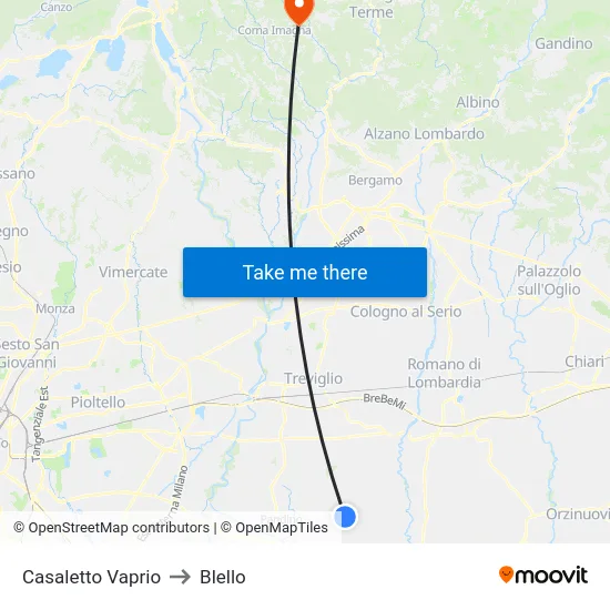 Casaletto Vaprio to Blello map